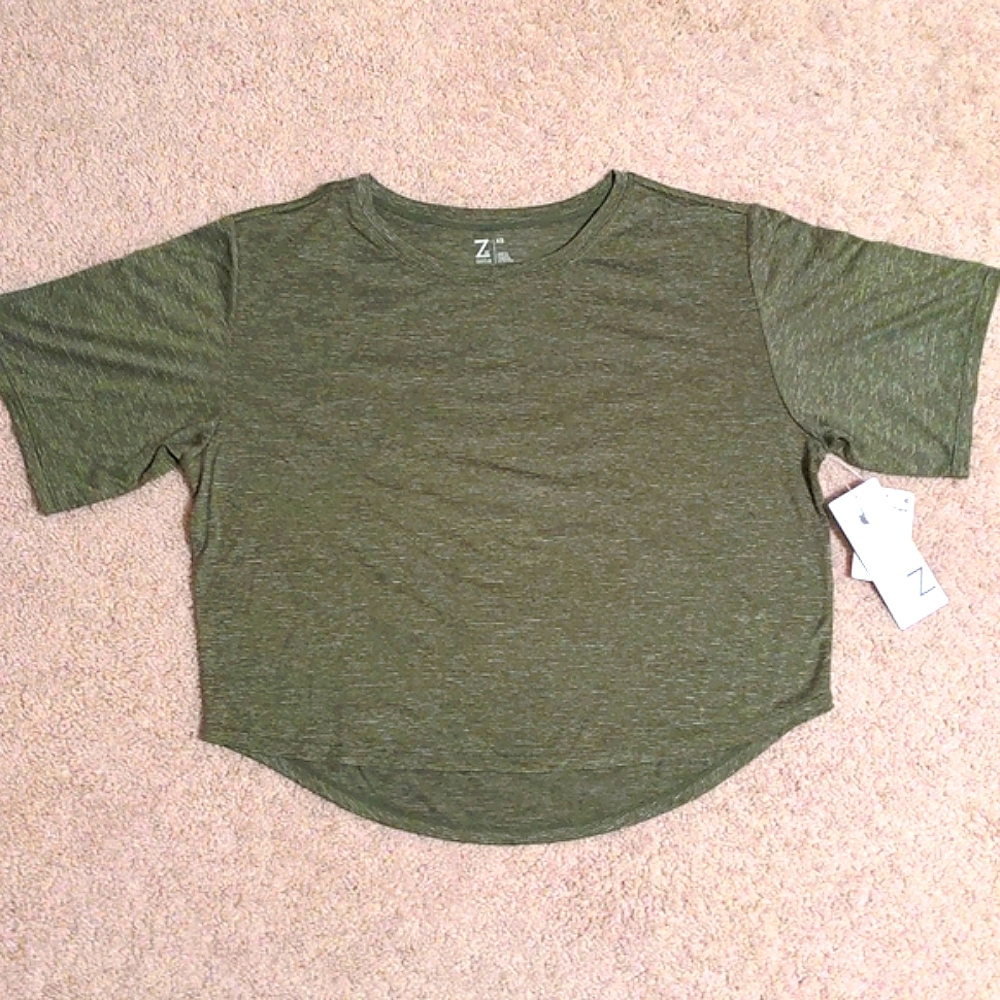 NEW Z by Zella Carly SS Commuter Tee in Olive Branch - Picture 4 of 7